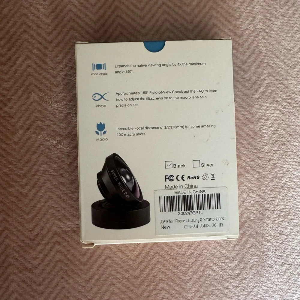NWT Black Clip-On Camera Lens